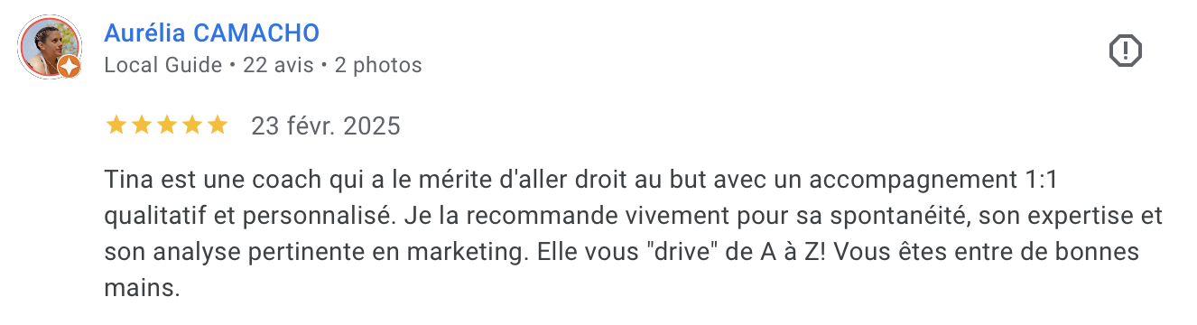 Avis Google d'Aurélia Camacho