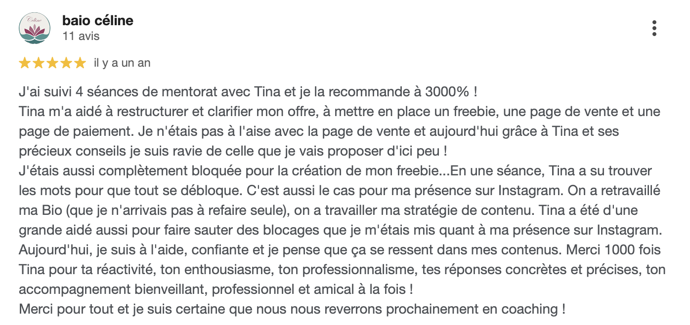Avis Google de Baio Céline