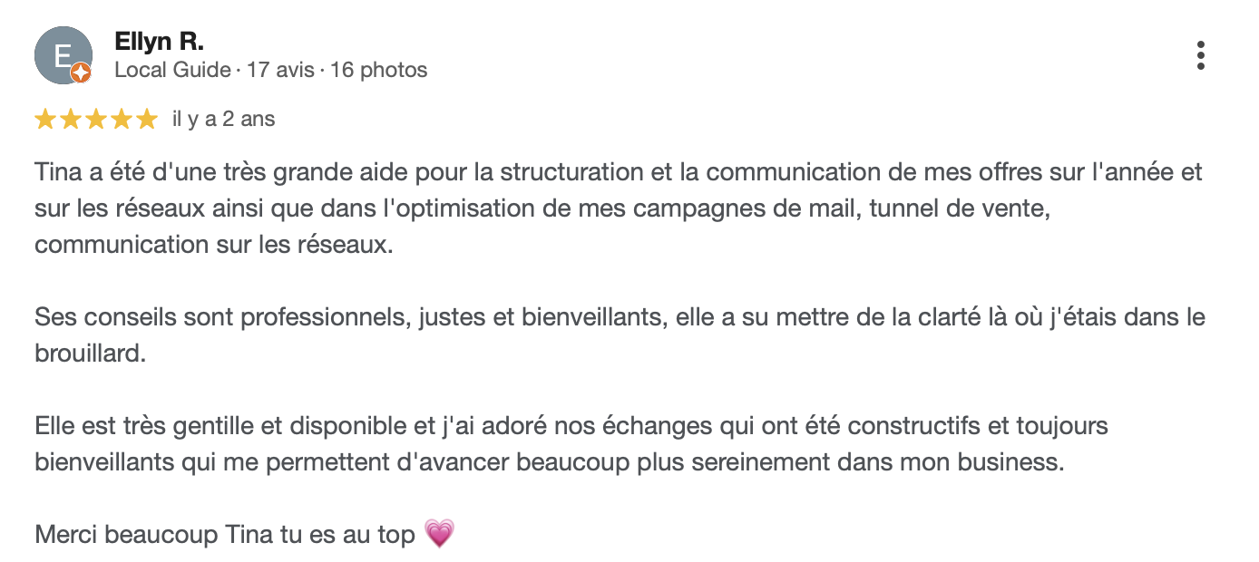 Avis Google d'Ellyn R.